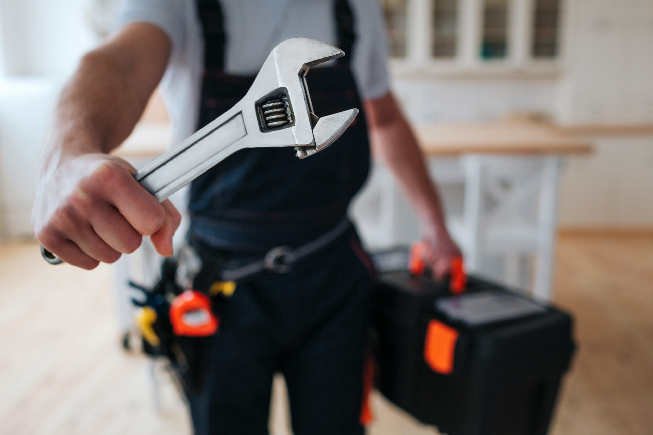 Engineer with Adjustable Spanner & Toolbox